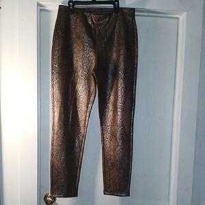 Dennis Basso Brown Snake Print Pants